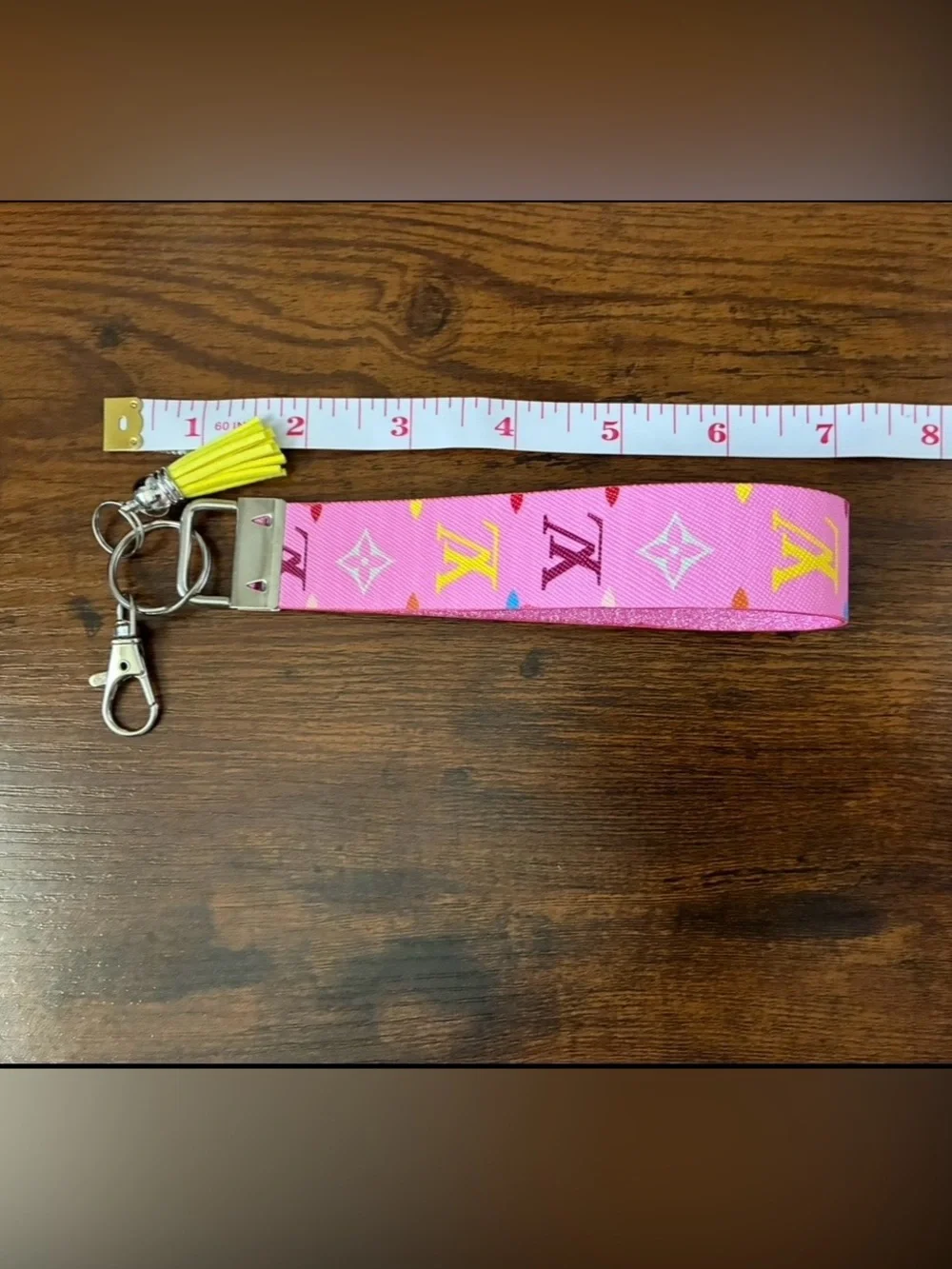 Pink LV Monogram Wristlet Keychain / Charm